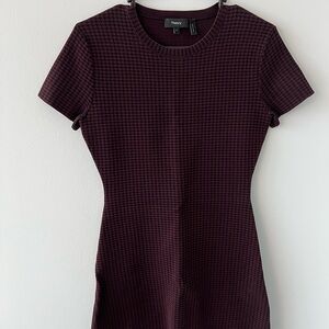 Theory Maroon Patterned Knit Dress